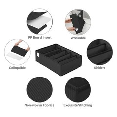 Coorganisers 4 Packs T-shirt Drawer Organizers for Clothing,5 Grids Compartment