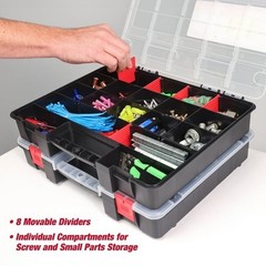 Hyper Tough 2-Pack Organizer, Stackable Plastic with 8 Movable Dividers