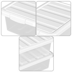 2 Pack 14 Quart Plastic Clear Storage Bin Stackable Latching Box Lid