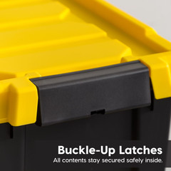 IRIS 5-Gallon Black Plastic Latching Storage Bin w/ Lid Tote, 4-Pack