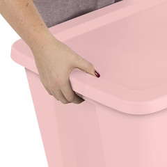 Large Storage Bin, 18 Gallon Plastic Storage Container with Snap-On Lid, Pink