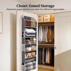6in1 Over Door Hanging Organizer Versatile Storage 12 Mesh Pockets Deep Gray