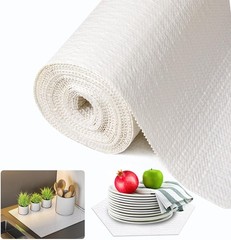 Beautysaid Shelf and Drawer Liner for Kitchen Cabinet, Non 12W x 118L, White