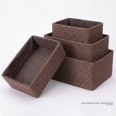4 Pack Woven Storage Baskets Paper Rope Basket Set Closet Organizer Bins Brown