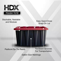 27 Gal. Tough Storage Tote in Black and Red