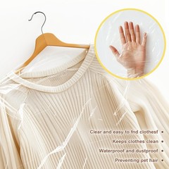100 Pcs Dry Cleaner Clothe Covers Plastic Clear Garment Bags for Clothes 60X90Cm