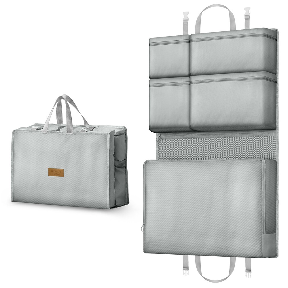 Portable Suitcase Organizer, Collapsible Hanging Travel Storage Bag for Clothes
