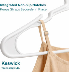 50 Pack White Plastic Hangers, Space Saving Closet Hangers with Non-Slip Notches