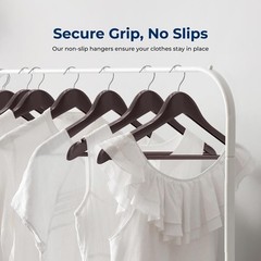 SereneLife 80 Pcs Wooden Hangers – Non-Slip, Sturdy w/ Chrome 360° Swivel Hook