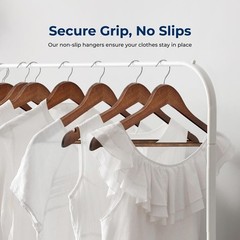 SereneLife 30 Pcs Wooden Hangers – Non-Slip w/ Chrome 360° Swivel Hook