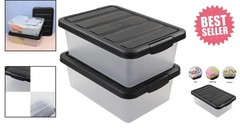 Eco-Friendly 14 Quart Storage Organizer Bins – 2 Pack, Ideal for Tidy Spaces