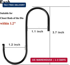 30 Pack Black S Hooks Steel Hanging Hooks Heavy Duty S Hanger Hook Metal Kitchen