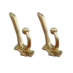 Antique Solid Brass Clothes Hooks Entryway Coat Jacket Hanger Gold 2 PCS