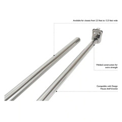Steel Adjustable Closet Rod 30-48 in. Length Polished Chrome & Mounting Hardware