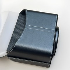 Unbranded Black Faux Leather Spinning Remote Control Holder Desk Organizer Only