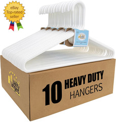 Quality White Plastic Hangers 10 Pack – Super Heavy Duty Multipack for Clothes –