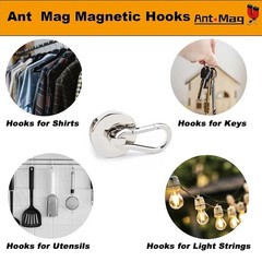 66 kg Heavy Duty Magnet with Carabiner Hook, Strong Magnetic Hooks for Hanging