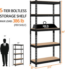 4 PCS 5-Tier Utility Metal Storage Racks Shelves Garage Shelving Unit