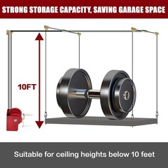 Overhead Garage Storage Rack -Heavy-duty Lifting Garage Ceiling Storage Rack