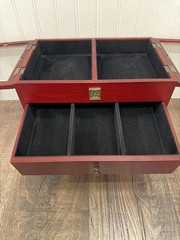Vintage Thomas Pacconi Cherry Wood Jewelry Box -Glass Top Chest