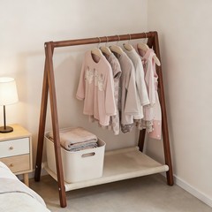 Foldable Wood Clothes Rack, Freestanding, Floor-standing