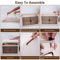3pcs Collapsible Stackable Storage Bins Closet Organizer Plastic Container Box