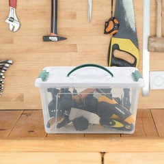 Mayish 14 Quarts Plastic Latching Box with Lid and Handle, 6 Packs