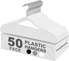 Hangers 50 Pack,Ultra-Thin Plastic Clothes Hangers (17.7 Inch) – Space-Saving Sl