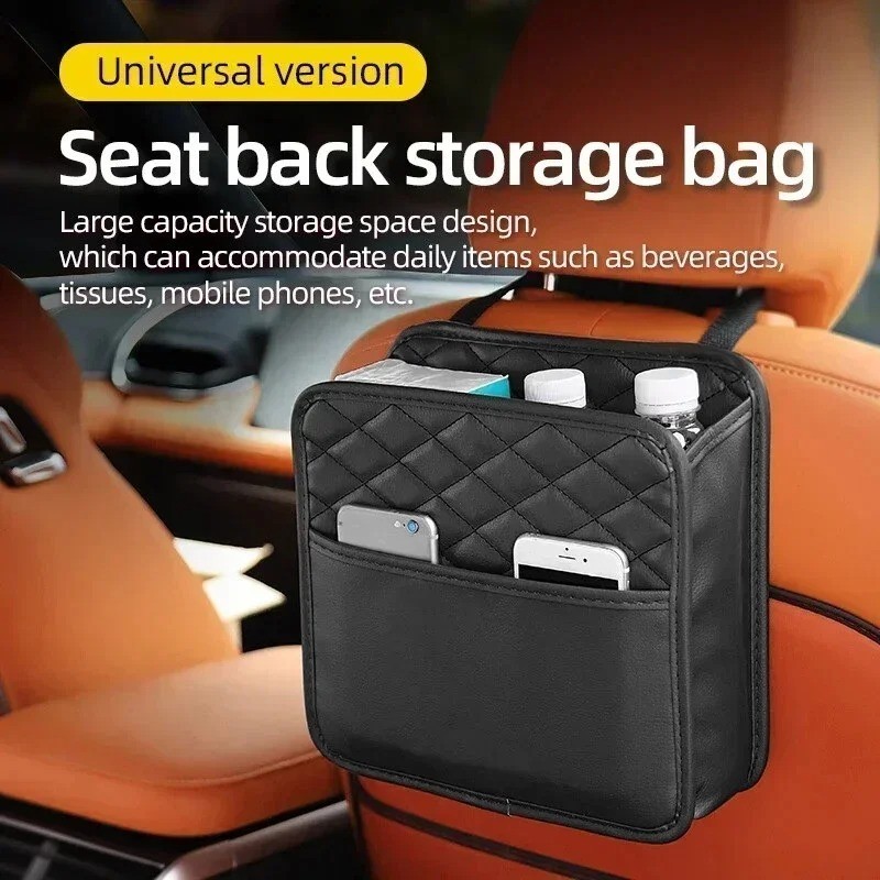 PU Leather Car Seat Organizer Storage Bag Universal Auto Backseat Pocket