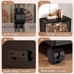 Foldable Storage Cabinet With Wheels Black NEW