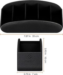 Vegan Leather Remote Control Holder Desktop Organizer 5 Compartments Office Home