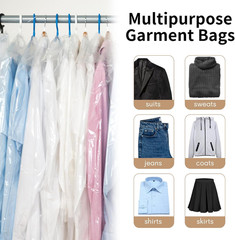 60-Inch Clear Plastic Garment Bags – 20 Pack for Dresses, Coats, and Suits