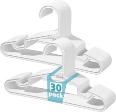 30 Pack Kids Hangers, 11 inches Baby Clothes Hangers for Closet, StackFit