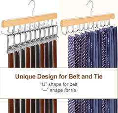 TOPIA HANGER 2 in 1 Belt Tie Hanger for Closet Max 30 Belts with 30 Ties Capacit