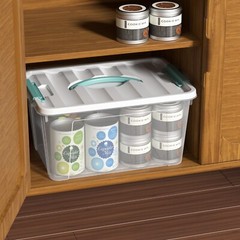 Idotry Stackable Plastic Tote Box Storage Containers Bin 14 Quart, Green Latches