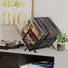 Vinyl Record Storage Holder – 80-100 LP Vinyl Organizer, Metal Record Display…