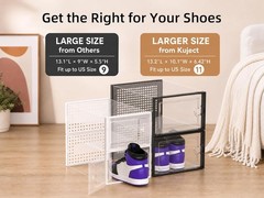 12 Pack X-Large Clear Stackable Shoe Storage Boxes Plastic Sneaker Organizer