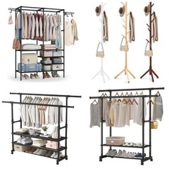 Heavy Duty Clothing Garment Rack Rolling Clothes Organizer Double Rails Hanging