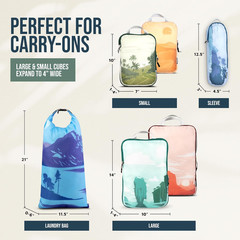 6 Piece Compression Packing Cubes Lightweight Travel Organizer Set