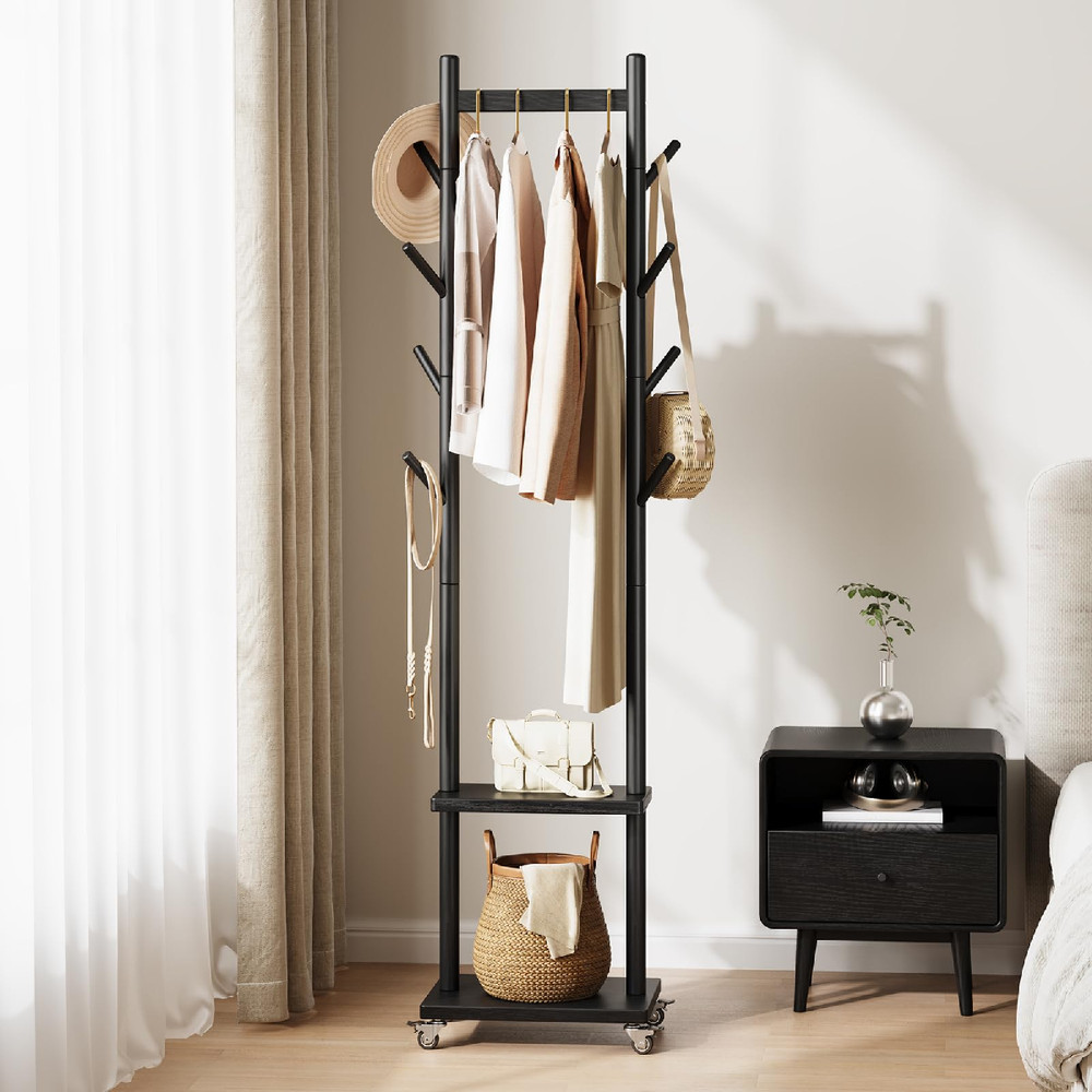 Yoobure Solid Wood Coat – 8 Small Clothing Wheels Heavy