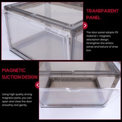 12PCs Magnetic Side Open Shoe Storage Box Stackable Sneaker Organizer Container