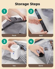 Travel Vacuum Bags 12 Pack with Wireless Pump Space Saver Set for Suitcase Home