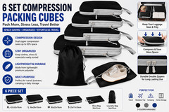 6Pc Compression Packing Cubes Travel Luggage Organizer Bags Suitcase Storage Set