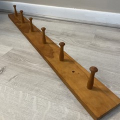 36” Solid Wood Shaker Peg Rail Coat Rack 6 Peg Kitchen Mug Display Oiled Finish