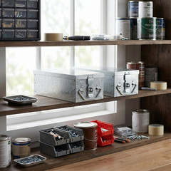 Lock Box with Folding Handle – Durable Metal Storage Chest with Stackable Des..
