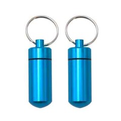 2pcs Pills Box Small Aluminum Alloys Travel Storage Box Key Chain Travel Outdoor