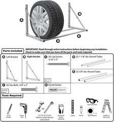 Effortless Garage Organization: 32-48 Inch Folding Tire Storage Rack in Silver