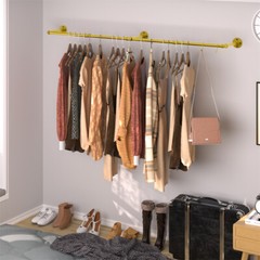 Industrial Pipe Clothes Rack Wall Mounted Hanging Bar Garment Rail Detachable