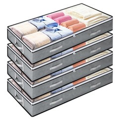 LIQWEI 4 Pack 5.5 Inches High Under Bed 19.6 x x 39.4 inches, Grey