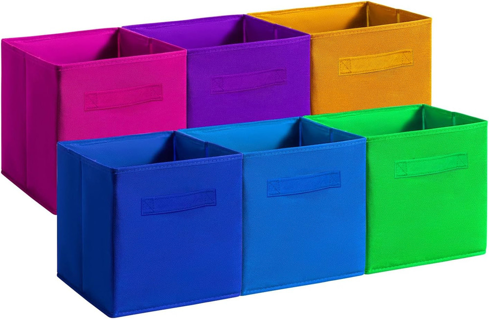 Collapsible Fabric Storage Bins – 6 Pack Cube Organizers in Dark Colors, 11 Inch